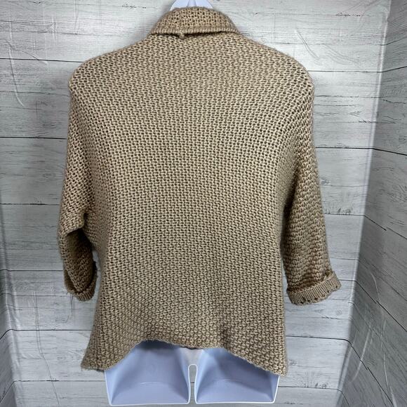 Vintage Handmade small beige crochet Afghan cardigan granny cottagecore coquette - Picture 2 of 15